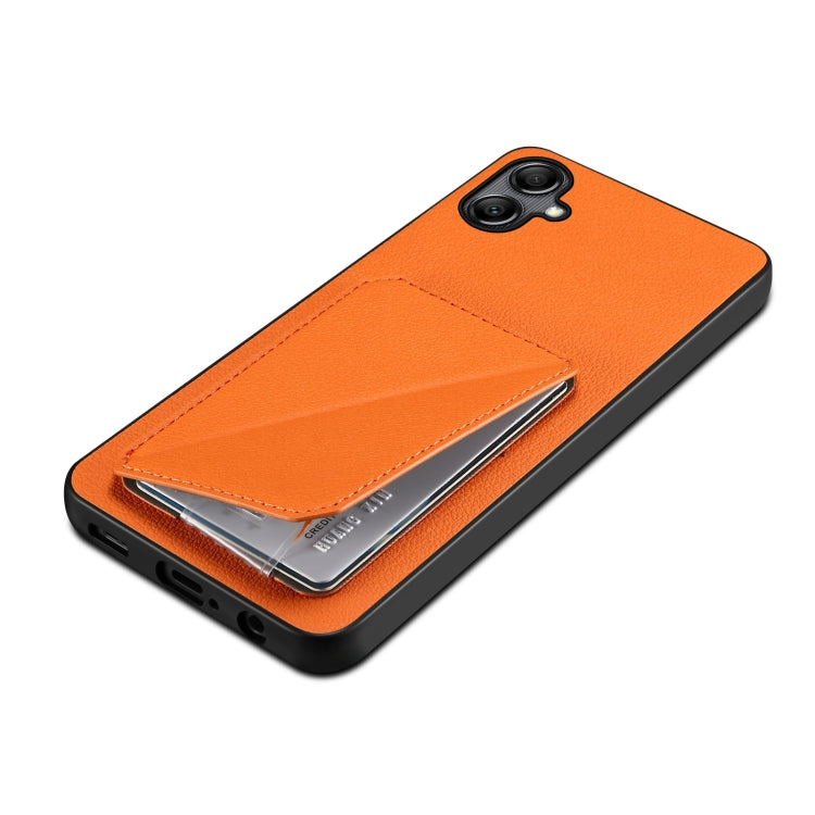 For Samsung Galaxy A20 / A30 Denior Imitation Calf Leather Back Phone Case with Holder(Orange) - Galaxy Phone Cases by Denior | Online Shopping UK | buy2fix