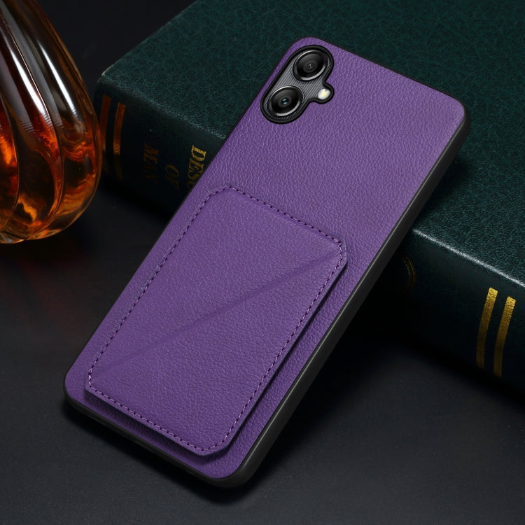 For Samsung Galaxy A20s Denior Imitation Calf Leather Back Phone Case with Holder(Purple) - Galaxy Phone Cases by Denior | Online Shopping UK | buy2fix