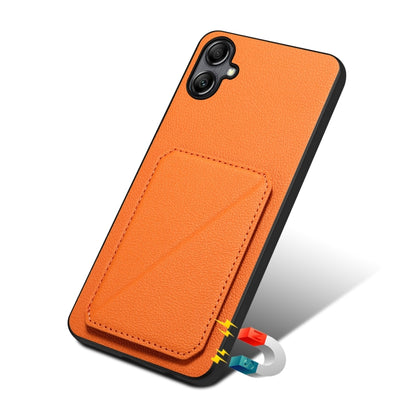 For Samsung Galaxy A24 Denior Imitation Calf Leather Back Phone Case with Holder(Orange) - Galaxy Phone Cases by Denior | Online Shopping UK | buy2fix