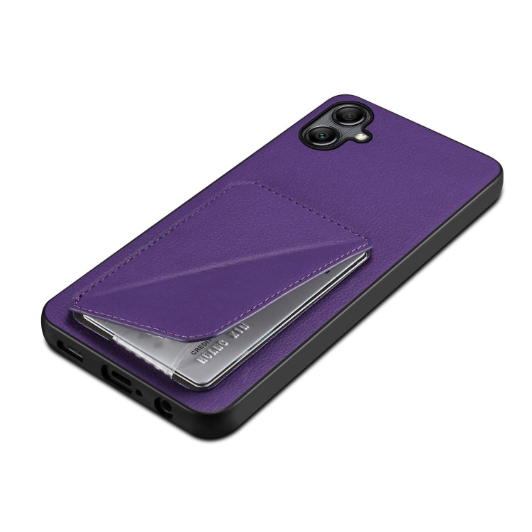 For Samsung Galaxy A32 5G Denior Imitation Calf Leather Back Phone Case with Holder(Purple) by Denior