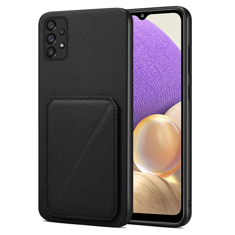 For Samsung Galaxy A32 5G Denior Imitation Calf Leather Back Phone Case with Holder(Black) - Galaxy Phone Cases by Denior | Online Shopping UK | buy2fix