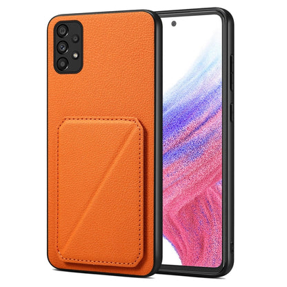 For Samsung Galaxy A53 5G Denior Imitation Calf Leather Back Phone Case with Holder(Orange) - Galaxy Phone Cases by Denior | Online Shopping UK | buy2fix