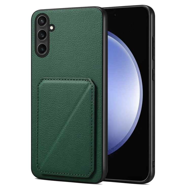 For Samsung Galaxy S23 FE 5G Denior Imitation Calf Leather Back Phone Case with Holder(Green) - Galaxy S23 FE 5G Cases by Denior | Online Shopping UK | buy2fix