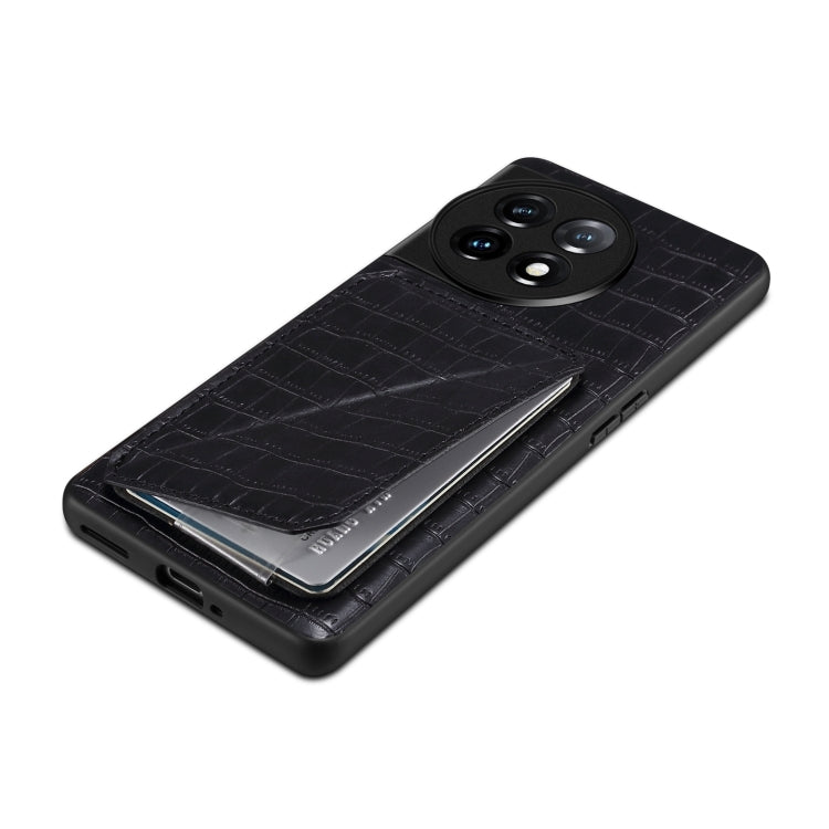 For OPPO K11 / OnePlus Nord CE3 5G Denior Imitation Crocodile Leather Back Phone Case with Holder(Black) - OnePlus Cases by Denior | Online Shopping UK | buy2fix