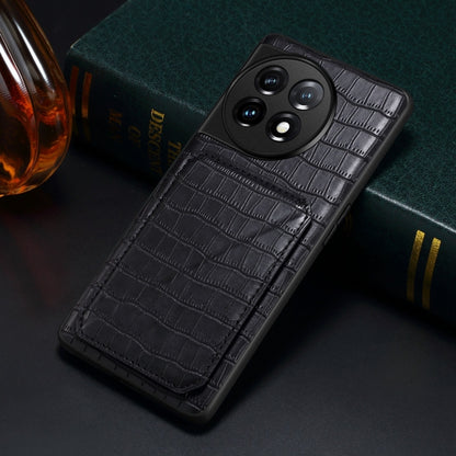 For OPPO K11 / OnePlus Nord CE3 5G Denior Imitation Crocodile Leather Back Phone Case with Holder(Black) - OnePlus Cases by Denior | Online Shopping UK | buy2fix