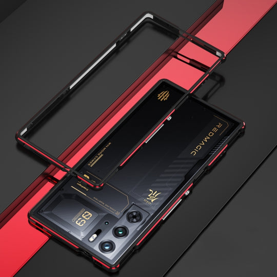 For ZTE nubia Red Magic 10 Pro / 10 Pro+ Aurora Series Metal Frame Phone Case(Black Red)