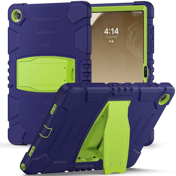 For Samsung Galaxy Tab A9+ / X210 PC Hybrid Silicone Tablet Case with Holder(Navy Blue Lime) - Galaxy Tab A9+ by buy2fix | Online Shopping UK | buy2fix