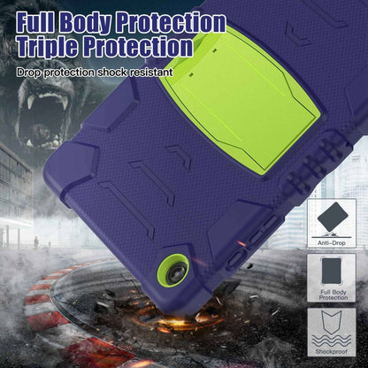For Samsung Galaxy Tab A9+ / X210 PC Hybrid Silicone Tablet Case with Holder(Navy Blue Lime) - Galaxy Tab A9+ by buy2fix | Online Shopping UK | buy2fix