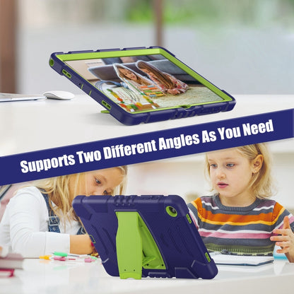 For Samsung Galaxy Tab A9+ / X210 PC Hybrid Silicone Tablet Case with Holder(Navy Blue Lime) - Galaxy Tab A9+ by buy2fix | Online Shopping UK | buy2fix
