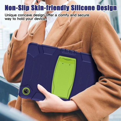 For Samsung Galaxy Tab A9+ / X210 PC Hybrid Silicone Tablet Case with Holder(Navy Blue Lime) - Galaxy Tab A9+ by buy2fix | Online Shopping UK | buy2fix