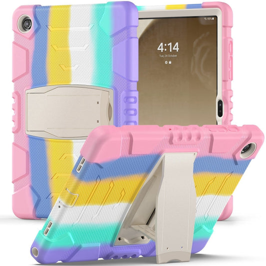 For Samsung Galaxy Tab A9+ / X210 PC Hybrid Silicone Tablet Case with Holder(Colorful Pink) - Galaxy Tab A9+ by buy2fix | Online Shopping UK | buy2fix