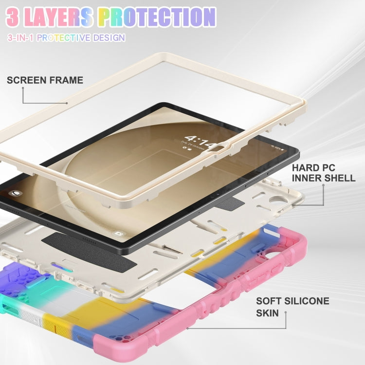 For Samsung Galaxy Tab A9+ / X210 PC Hybrid Silicone Tablet Case with Holder(Colorful Pink) - Galaxy Tab A9+ by buy2fix | Online Shopping UK | buy2fix