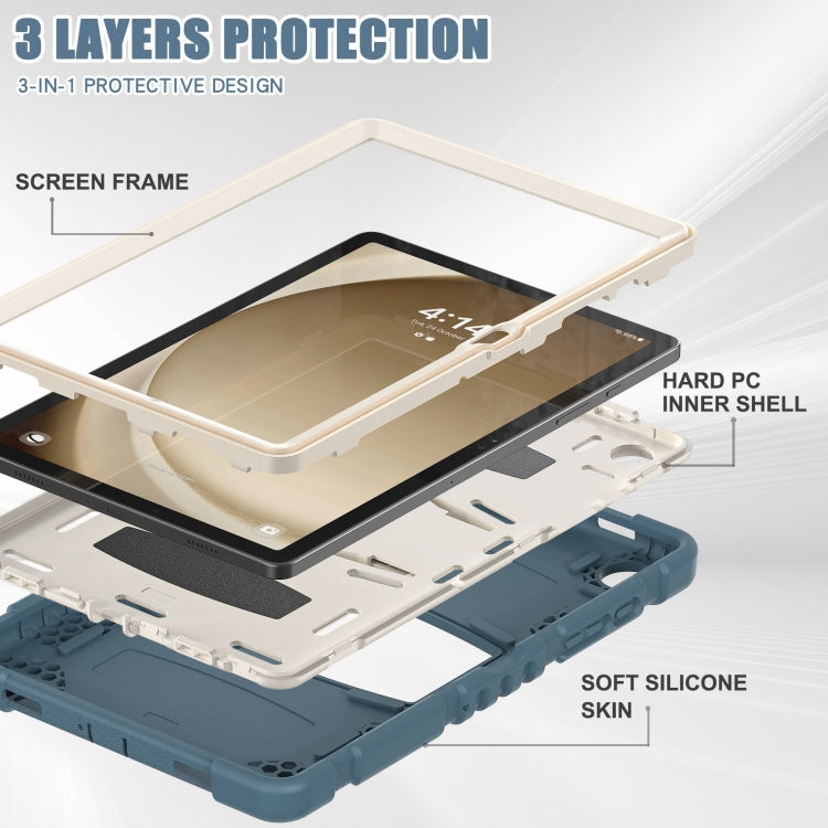 For Samsung Galaxy Tab A9+ / X210 PC Hybrid Silicone Tablet Case with Holder(Cornflower Blue) - Galaxy Tab A9+ by buy2fix | Online Shopping UK | buy2fix