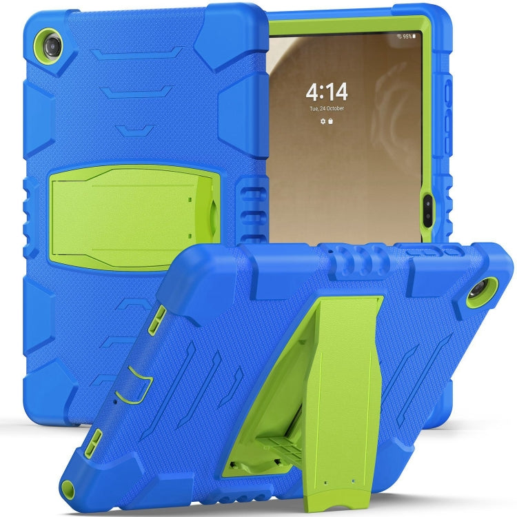 For Samsung Galaxy Tab A9+ / X210 PC Hybrid Silicone Tablet Case with Holder(Blue Lime) - Galaxy Tab A9+ by buy2fix | Online Shopping UK | buy2fix