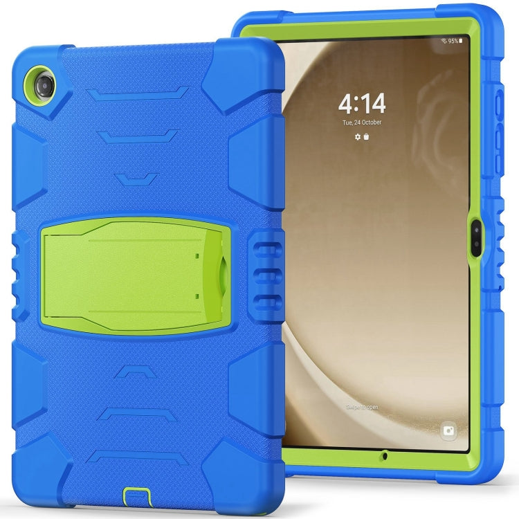 For Samsung Galaxy Tab A9+ / X210 PC Hybrid Silicone Tablet Case with Holder(Blue Lime) - Galaxy Tab A9+ by buy2fix | Online Shopping UK | buy2fix