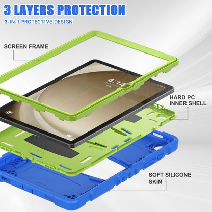 For Samsung Galaxy Tab A9+ / X210 PC Hybrid Silicone Tablet Case with Holder(Blue Lime) - Galaxy Tab A9+ by buy2fix | Online Shopping UK | buy2fix
