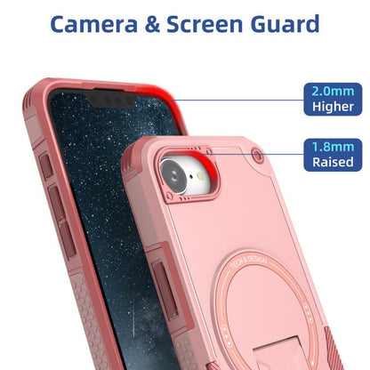 For iPhone 16e Armor Magsafe Holder PC Hybrid TPU Phone Case(Pink) - iPhone 16e Cases by buy2fix | Online Shopping UK | buy2fix