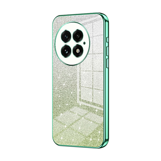 For OnePlus 13 Gradient Glitter Powder Electroplated Phone Case(Green)
