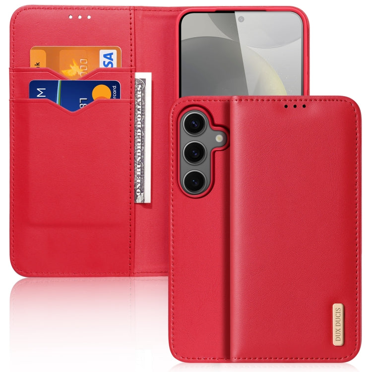 For Samsung Galaxy S25 5G DUX DUCIS Hivo Series Cowhide + PU + TPU Flip Phone Case(Red) - Galaxy S25 5G Cases by DUX DUCIS | Online Shopping UK | buy2fix