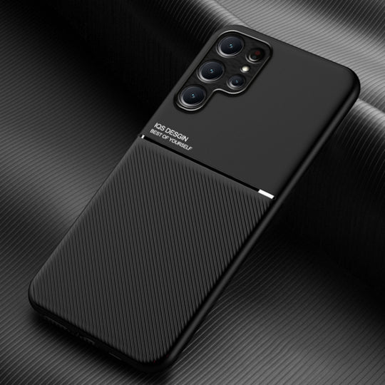 For Samsung Galaxy S24 Ultra 5G Classic Tilt Strip Grain Magnetic Shockproof PC + TPU Phone Case(Black)