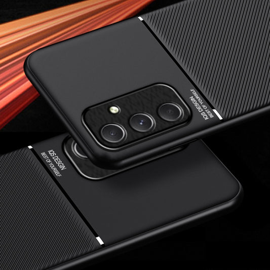 For Samsung Galaxy A55 Classic Tilt Strip Grain Magnetic Shockproof PC + TPU Phone Case(Blue) by buy2fix