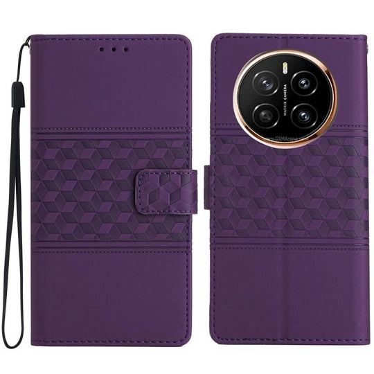 For Honor Magic7 Pro Diamond Embossed Skin Feel Leather Phone Case(Purple)