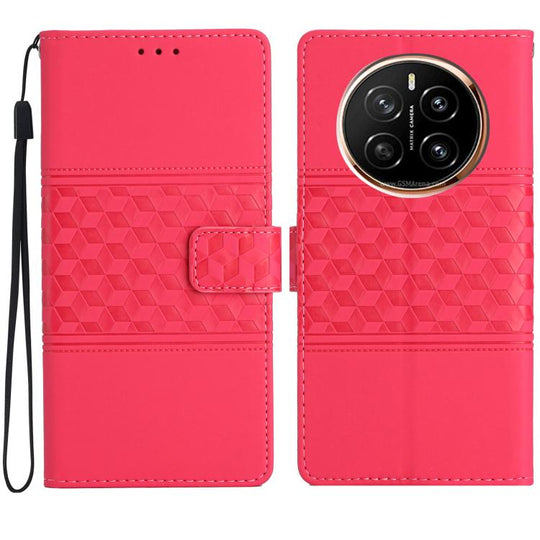 For Honor Magic7 Pro Diamond Embossed Skin Feel Leather Phone Case(Red)