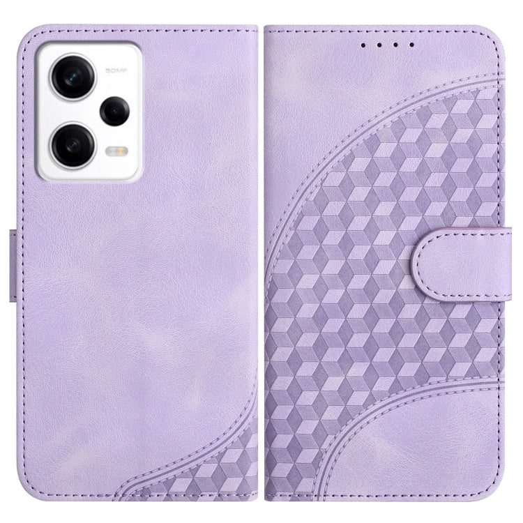 For Xiaomi Redmi Note 12 Pro 5G/Poco X5 Pro YX0060 Elephant Head Embossed Phone Leather Case with Lanyard(Light Purple) - Xiaomi Cases by buy2fix | Online Shopping UK | buy2fix