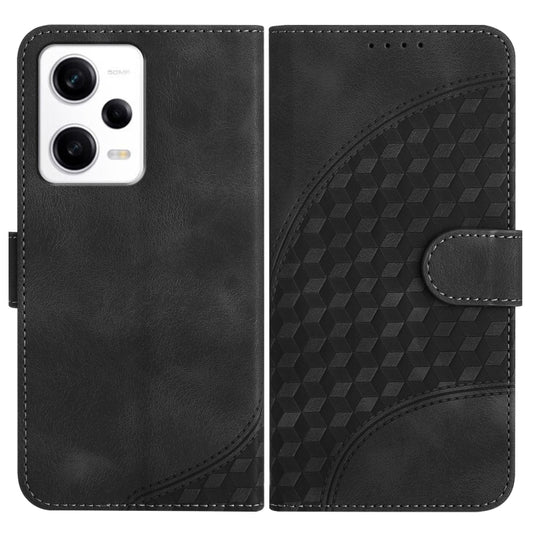 For Xiaomi Redmi Note 12 Pro+ Global YX0060 Elephant Head Embossed Phone Leather Case with Lanyard(Black) - Xiaomi Cases by buy2fix | Online Shopping UK | buy2fix