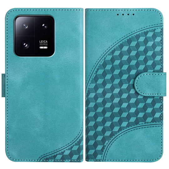 For Xiaomi 13 Pro YX0060 Elephant Head Embossed Phone Leather Case with Lanyard(Light Blue)