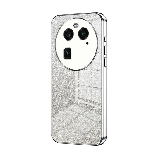 For OPPO Find X6 Gradient Glitter Powder Electroplated Phone Case(Silver)