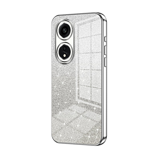 For OPPO A1 Pro Gradient Glitter Powder Electroplated Phone Case(Silver)