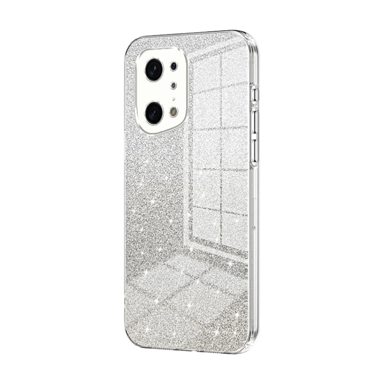 For OPPO Find X5 Pro Gradient Glitter Powder Electroplated Phone Case(Transparent) - OPPO Cases by buy2fix | Online Shopping UK | buy2fix