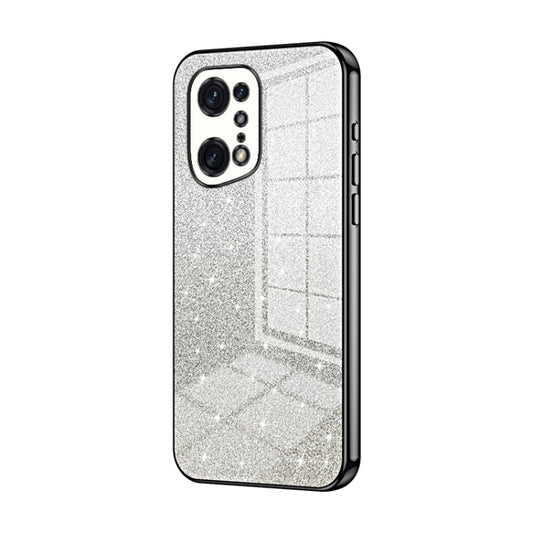 For OPPO Find X5 Pro Gradient Glitter Powder Electroplated Phone Case(Black) - OPPO Cases by buy2fix | Online Shopping UK | buy2fix