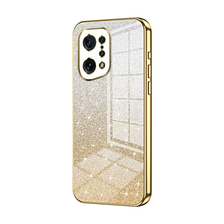 For OPPO Find X5 Gradient Glitter Powder Electroplated Phone Case(Gold) - OPPO Cases by buy2fix | Online Shopping UK | buy2fix