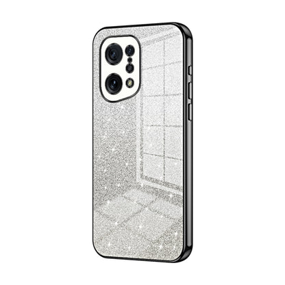 For OPPO Find X5 Gradient Glitter Powder Electroplated Phone Case(Black) - OPPO Cases by buy2fix | Online Shopping UK | buy2fix