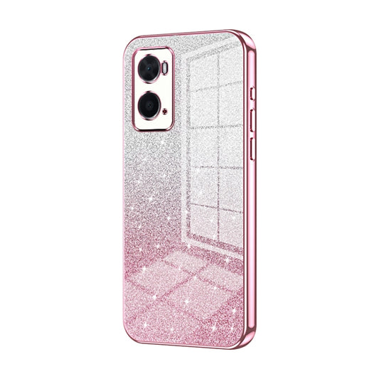 For OPPO A36 / A76 / A96 4G Global Gradient Glitter Powder Electroplated Phone Case(Pink) - OPPO Cases by buy2fix | Online Shopping UK | buy2fix