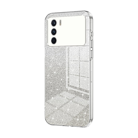 For OPPO K9 Pro Gradient Glitter Powder Electroplated Phone Case(Transparent) - OPPO Cases by buy2fix | Online Shopping UK | buy2fix