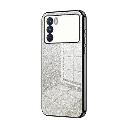 For OPPO K9 Pro Gradient Glitter Powder Electroplated Phone Case(Black) - OPPO Cases by buy2fix | Online Shopping UK | buy2fix