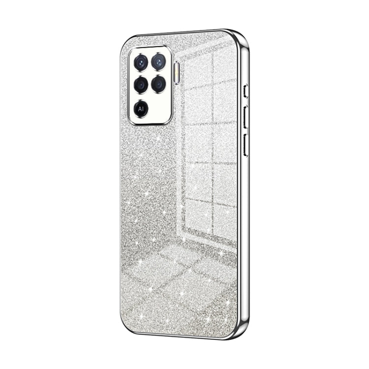 For OPPO A94 4G Gradient Glitter Powder Electroplated Phone Case(Silver) by buy2fix