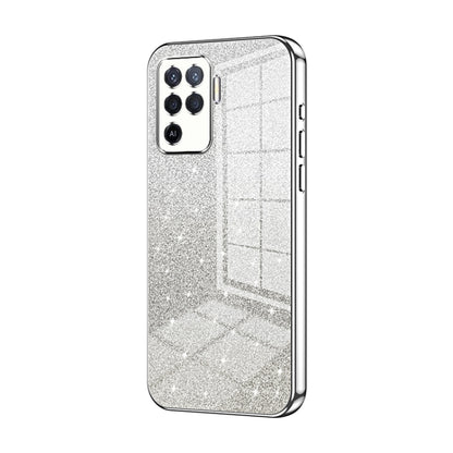 For OPPO A94 4G Gradient Glitter Powder Electroplated Phone Case(Silver) by buy2fix