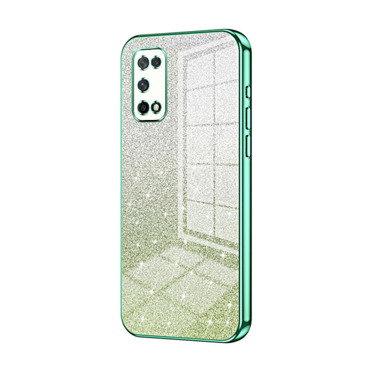 For OPPO K7x / Realme V5 5G Gradient Glitter Powder Electroplated Phone Case(Green)