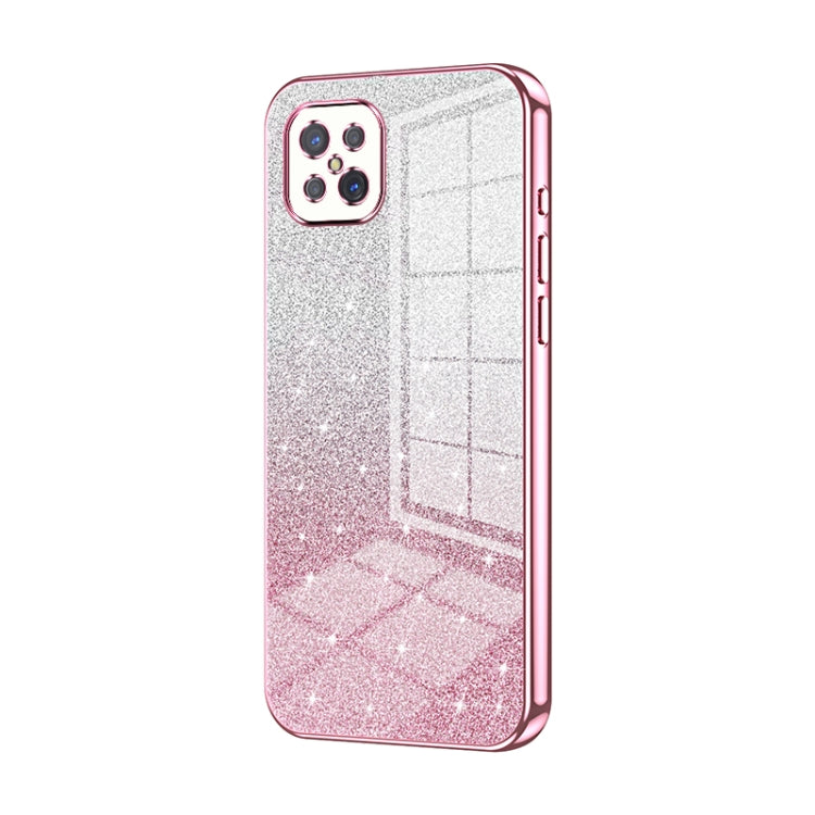 For OPPO A92s / Reno4 Z 5G Gradient Glitter Powder Electroplated Phone Case(Pink) - OPPO Cases by buy2fix | Online Shopping UK | buy2fix