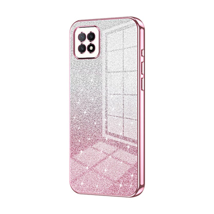 For OPPO A72 5G / A73 5G Gradient Glitter Powder Electroplated Phone Case(Pink) - OPPO Cases by buy2fix | Online Shopping UK | buy2fix