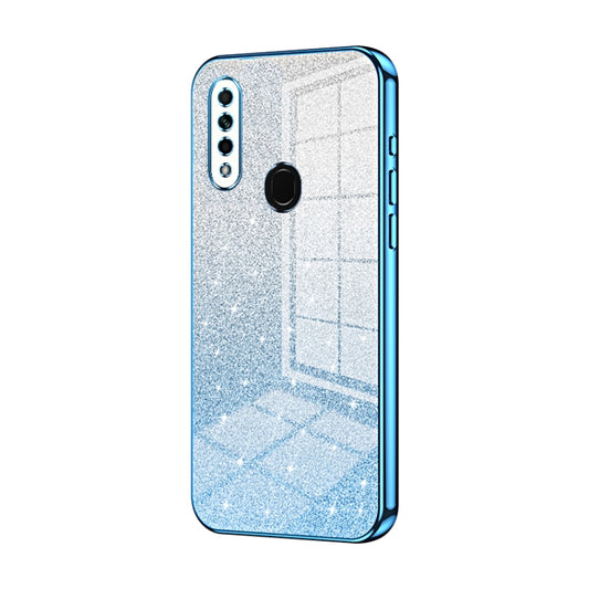 For OPPO A8 / A31 2020 Gradient Glitter Powder Electroplated Phone Case(Blue) - OPPO Cases by buy2fix | Online Shopping UK | buy2fix