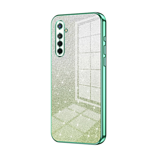 For OPPO K5 / Realme XT/XT 730G Gradient Glitter Powder Electroplated Phone Case(Green) - OPPO Cases by buy2fix | Online Shopping UK | buy2fix