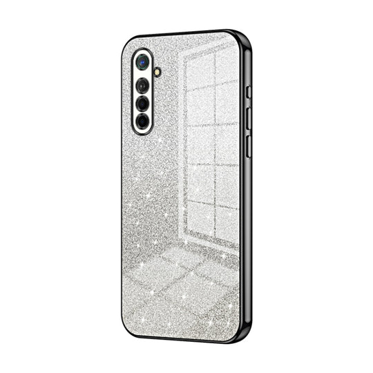 For OPPO K5 / Realme XT/XT 730G Gradient Glitter Powder Electroplated Phone Case(Black)