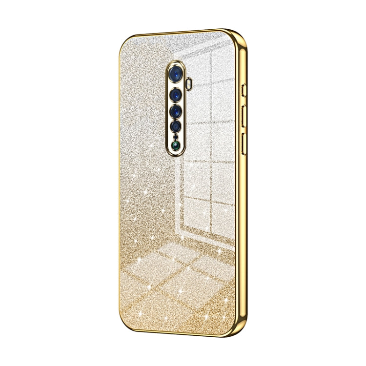 For OPPO Reno2 Gradient Glitter Powder Electroplated Phone Case(Gold) by buy2fix