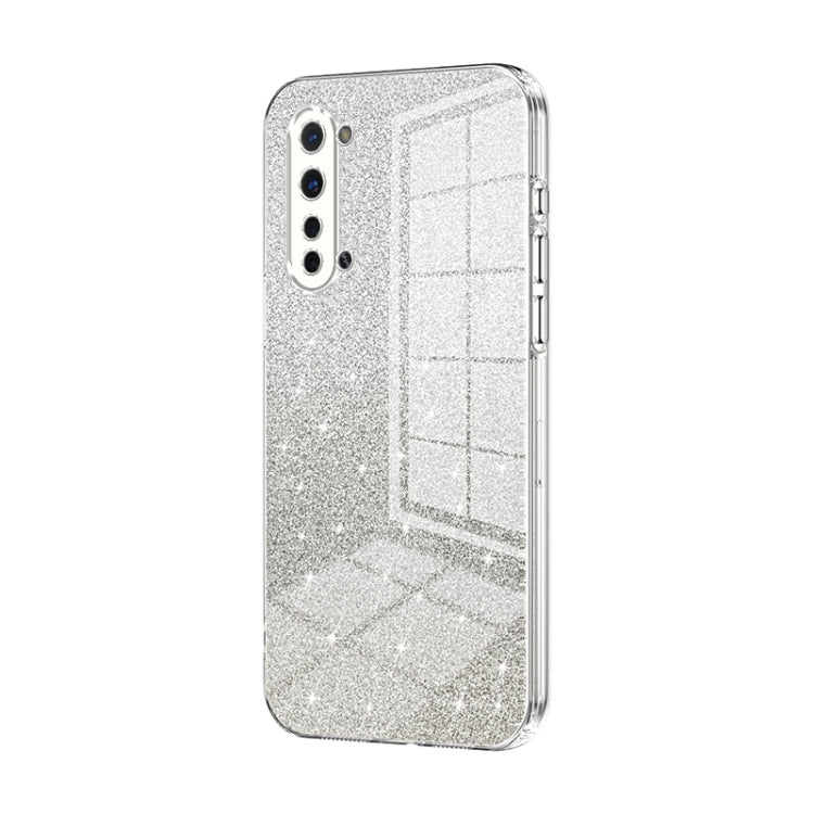 For OPPO Reno3 5G / Find X2 Lite Gradient Glitter Powder Electroplated Phone Case(Transparent) - OPPO Cases by buy2fix | Online Shopping UK | buy2fix