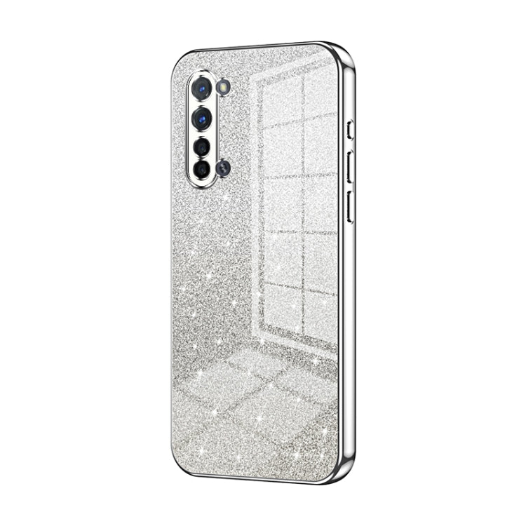 For OPPO Reno3 5G / Find X2 Lite Gradient Glitter Powder Electroplated Phone Case(Silver) - OPPO Cases by buy2fix | Online Shopping UK | buy2fix